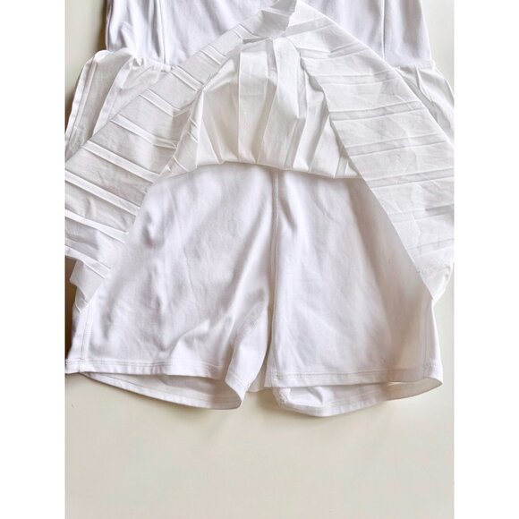 VARLEY Carina White Stretch Technical Weave Pleated Tennis Dress, Size L - Picture 9 of 16